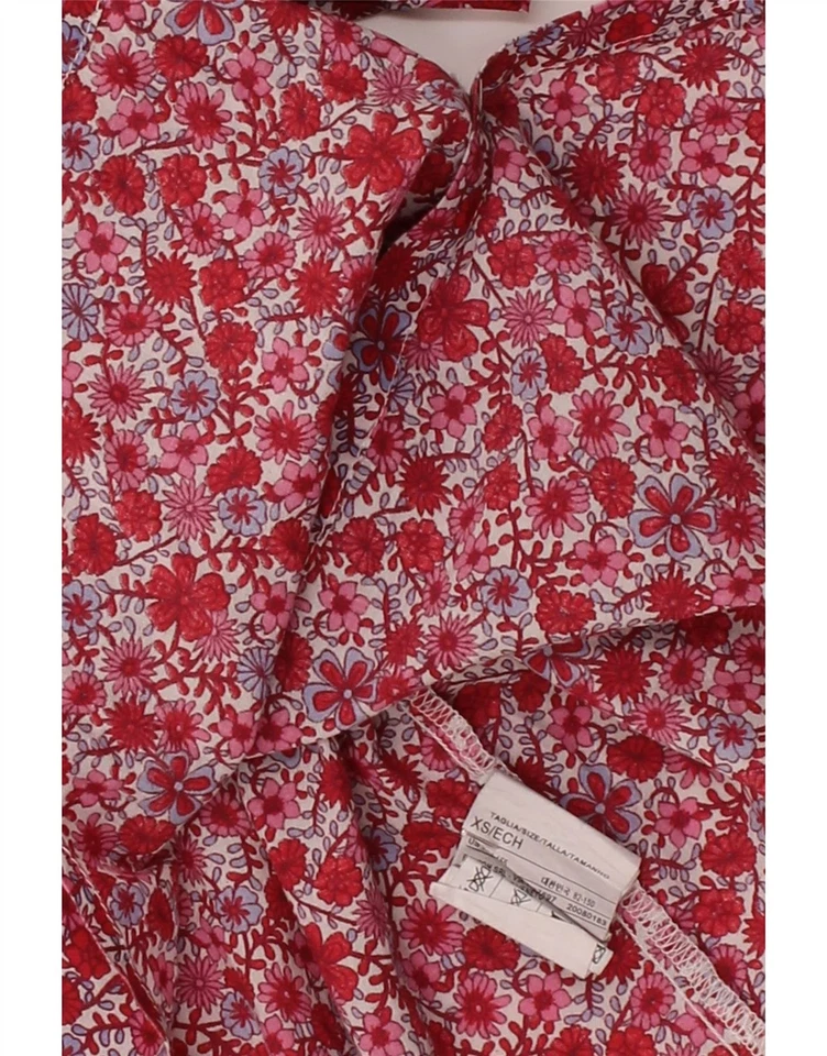 Camisa BENETTON Mujer UK 6 XS Roja Floral Algodón DE06 Foto 3 de 4