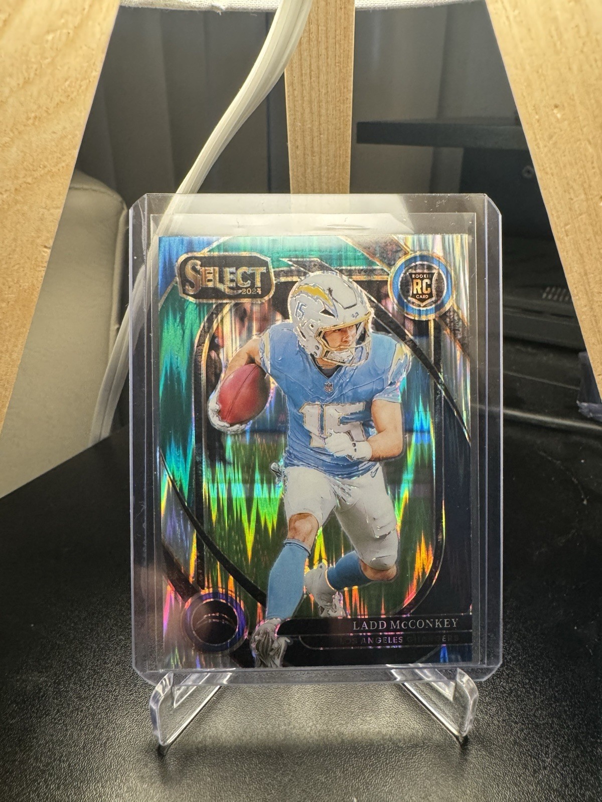 2024 Panini Select - Club Level Ladd McConkey #268 Black & Green Shock Prizm...