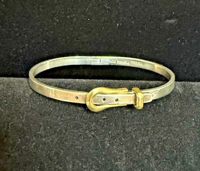 GÜRTELSCHNALLE ARMBAND STERLINGSILBER 2-FARBIG MEXIKO 0,925 VERSTELLBAR