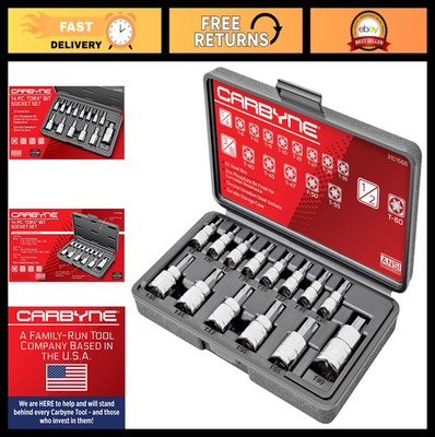 14-Piece Torx Bit Socket Set T8-T60, S2 Steel Bits, CrV Sockets, Drive Sizes, St