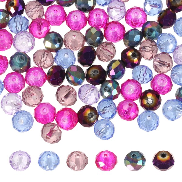 200 Stk. Facettierte 8Mm Glasperlen Rondelle FüR Czech Spacers, Lila-image