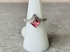 Nwt Rbp Pink White Topaz On Rhodium Plated Band Size 7