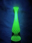 Vintage Fenton Green Opalescent Uranium Glow Hobnail Swung Slag 3756 Bud Vase
