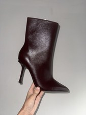 ZARA STIVALETTI BORDEAUX MARRONE TACCO A SPILLO REF 3150/610 TAGLIA UK 5