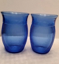 Hazel Atlas Colbalt Blue Ribbed Juice Glass 3.5 In.  5 Oz. , Good Condition(112)