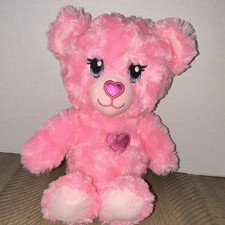 Build-A-Bear Workshop Pink Plush Teddy Bear w/ Heart Nose, Blue Eyes 11-15"