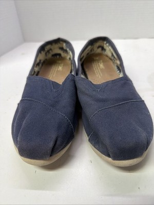 Tom's Alpargata Canvas Women's Classics Slip-On Shoes - Blue Size 8