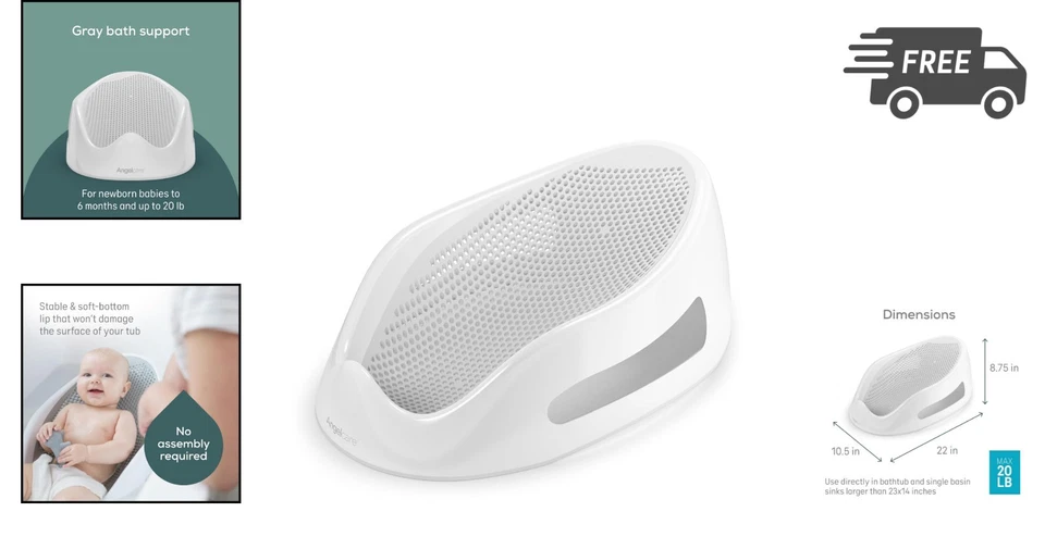 Soporte de baño para bebé gris ayuda de baño para bebé unisex tacto suave ergonómico recién nacido Foto 2 de 4