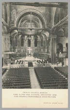 Trinity Church High Altar Boston Massachusetts Linen c1940 Vintage UNP Postcard