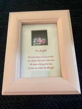 Resin Picture Frame Its A Girl Pink 3" x 4.5  Picture 6.75 x 5.25  Frame