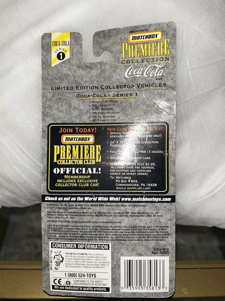 Coca Cola Matchbox Premiere Collection Model a Ford Truck 1998 Series 1 - Image 2 of 2