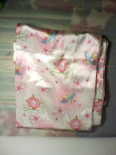 Disney Princess Cinderella Curtain Panel White Pink Bows Slipper 20'' x 80'' EUC