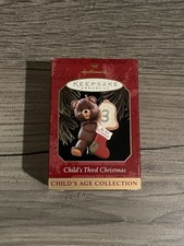 Hallmark Keepsakes Childs Third Christmas 1997 Teddy Bear Christmas Ornament VTG