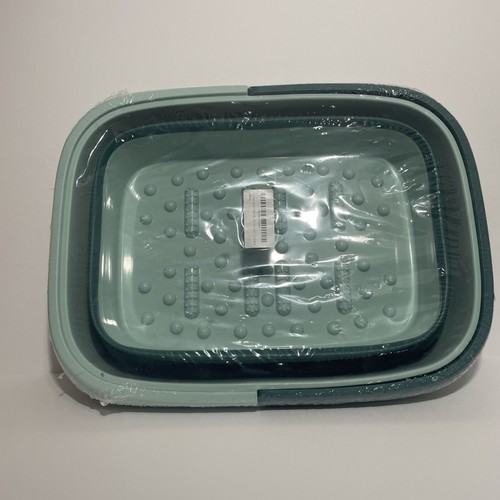 Green Collapsible Foot Bath Foot Soak Tub with Massager & Handle 15L/4 Gallon - Picture 2 of 5