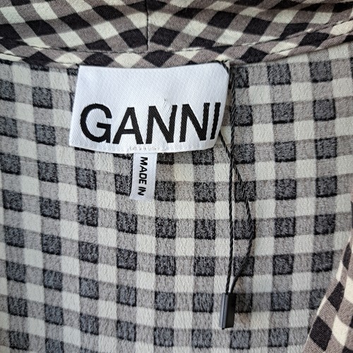 GANNI Blank & White Gingham Check Midi Wrap Dress Size 40 (8 US) - Picture 10 of 13