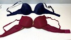 2x BHs dunkelblau u. bordeaux teils mit Spitzenbesatz 75B m. Bügel
