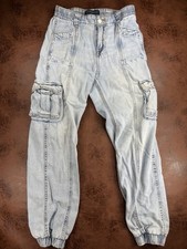 Aeropostale Baggy Jogger Cargo Pants Blue Cord Utility Womens XS Y2K
