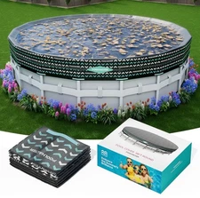 12FT Round Above Ground Pool Cover Tear-Resistant UV Dustproof Metal Frame Pools