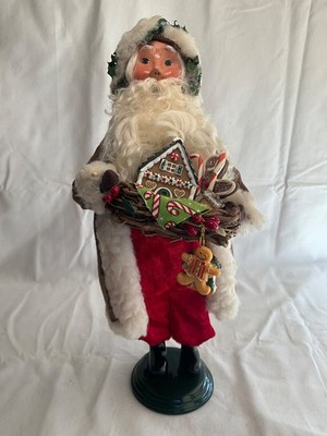 Byers Choice Santa w/ Tray Baked Gingerbread House, Cookies & Candy Canes