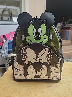 Loungefly Mini Backpack Disney Halloween Mickey & Minnie Frankenstein Glow