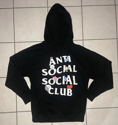 Anti Social Social Club x BT21 Hoodie Size Medium Black Pullover Adult