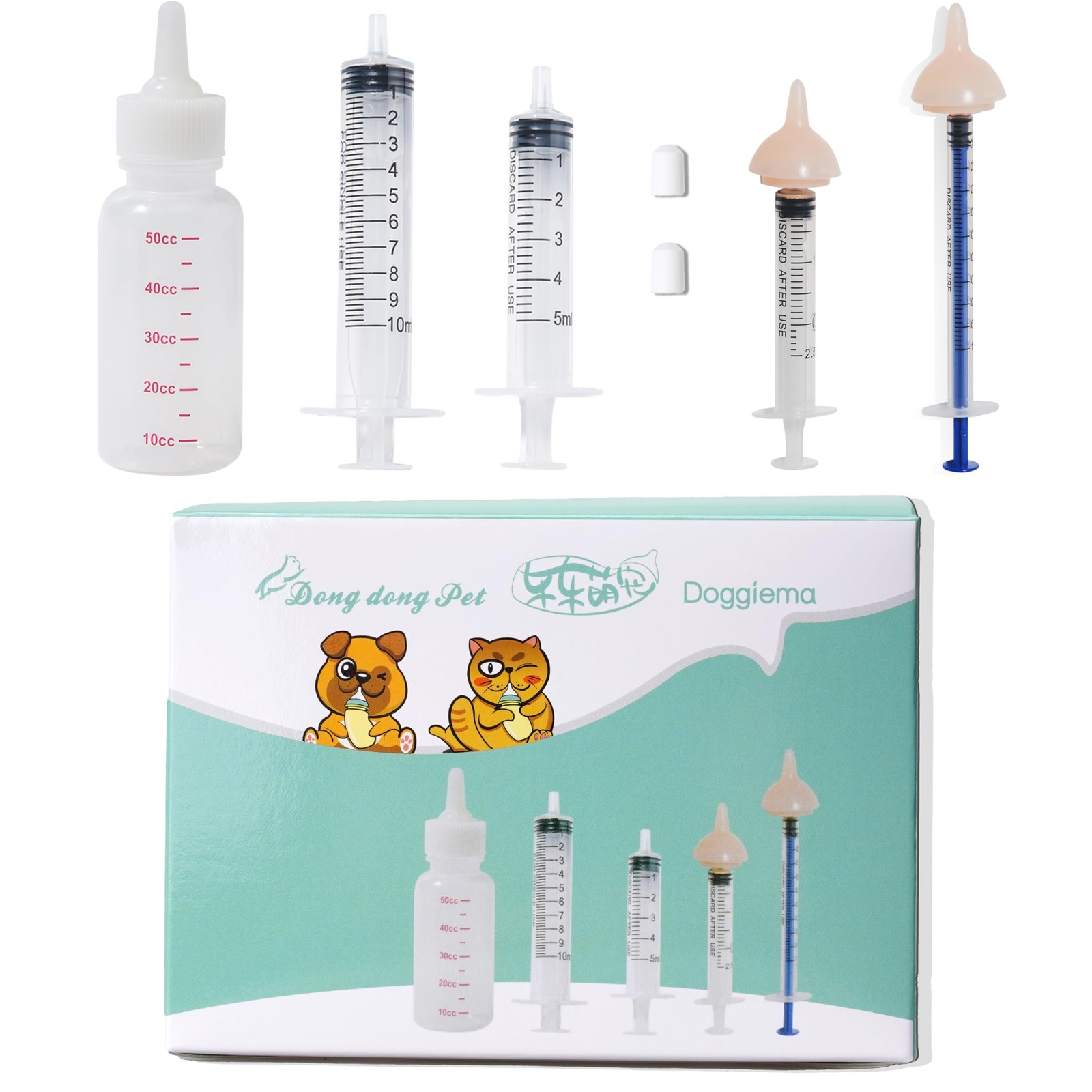 Doggiema Feeding Nipple and 1 Bottle+2 Mini Pink Nipples+4 S