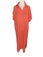 Tahari Womens Medium V Neck Linen Summer Maxi Dress Resort Casual Comfy Resort