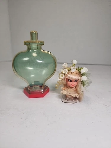 Liddle Kiddles Lily Of The Valley Kologne Bottle & Doll & HTF Stand Mattel