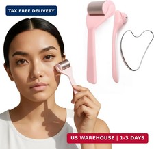 Ice Roller for Face Eyes with Gua Sha Facial Tool, 3-Pcs Stainless Steel Facial