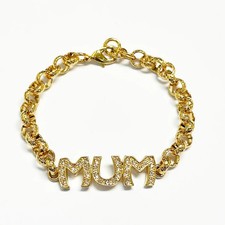 Women’s 9ct Gold Mum Belcher Bracelet (8mm Thick 8 Inch) Gift  GF