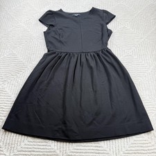 Madewell Dress Womens M Black Knit Fit Flare Cap Sleeve Dark Romatic Goth Witchy