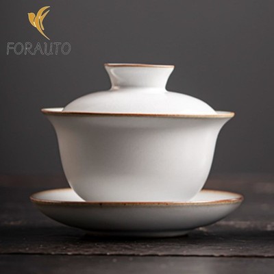 Cracked Glaze Ruyao Ceramic Gaiwan 140ml 4.8oz Handmade Heat Resistant Tea Set