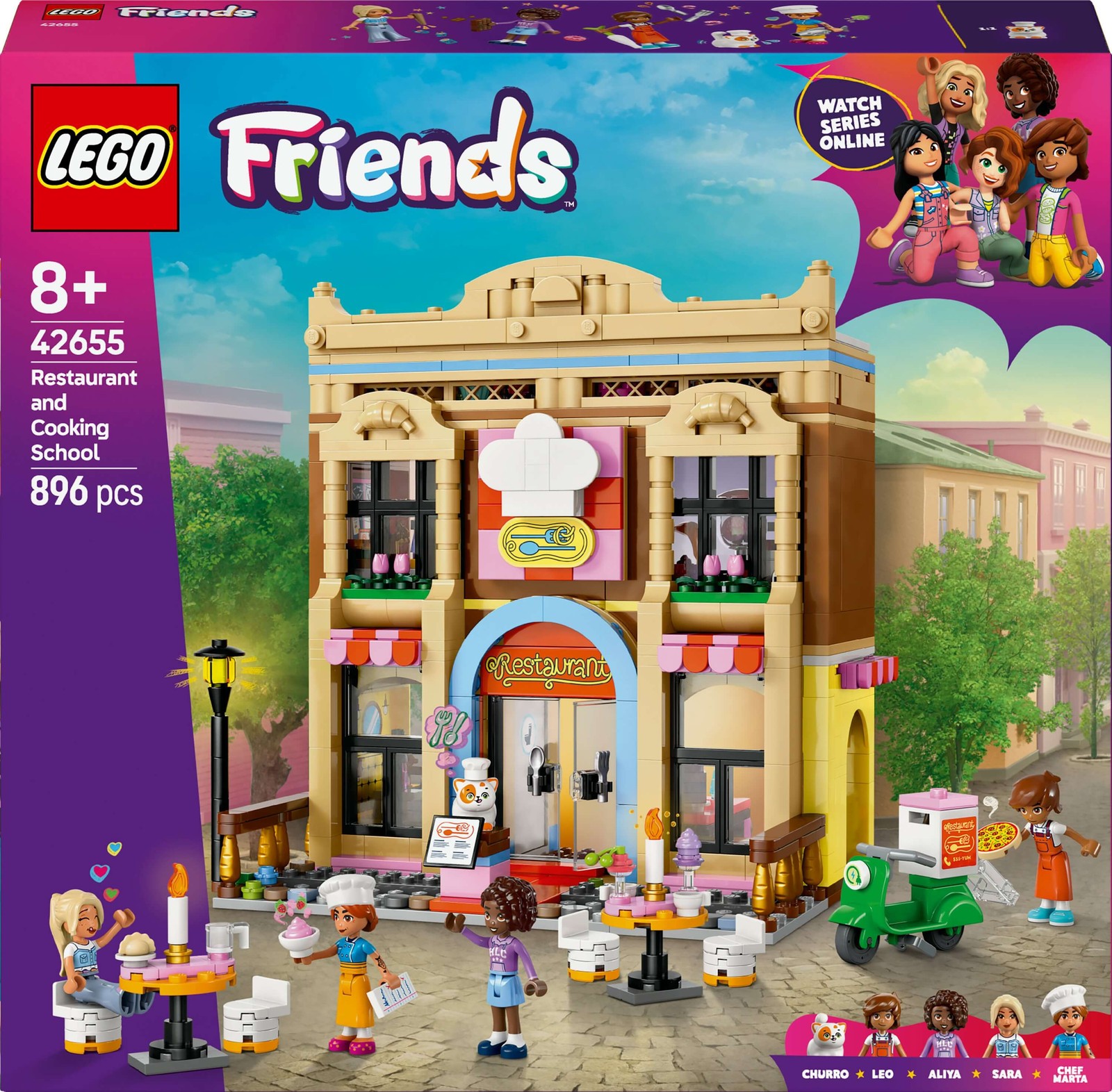 Set Costruzioni LEGO Friends 42655 Ristorante e Scuola di Cucina 896 pz