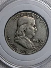 1958 D US 50C Benjamin Franklin Half Dollar 90% Silver Coin Circulated