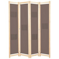 4-Teiliger Raumteiler Braun 160 X 170 X 4 Cm Stoff