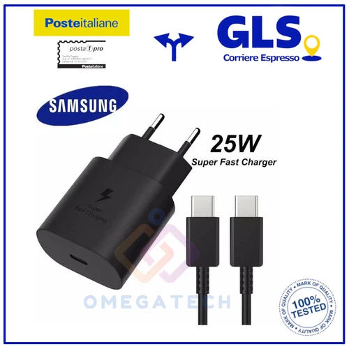 Carica Batterie 25W Originale Samsung per Galaxy Rapido + Cavo Usb-C EP-TA800 NR