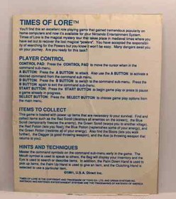 Nintendo Nes Times of Lore USA Authentic Tested w/ Original Box