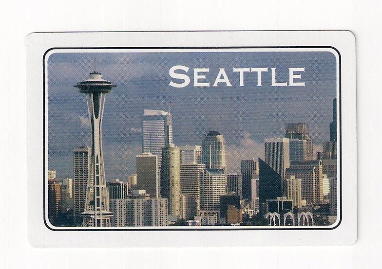 bridge deck of souvenir playing cards from Seattle, WA, Space Needle, skyline