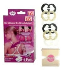 6 Pack Bra Strap Clips Plus Body Tape - The Pefect Bra Strap Solution 