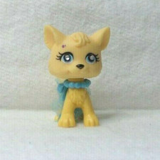 POLLY POCKET - SPARKLIN' PETS MATTEL #87 CHIEN BEIGE YEUX BLEU COLLIER BLEU JUPE