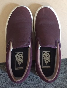 burgundy leather slip on vans