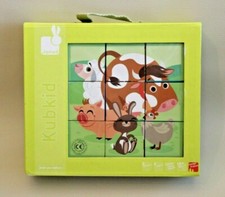 Janod - Kubkid - Puzzle 9 cubes - 6 illustrations Animaux de la Ferme + 18 mois
