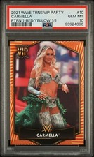 2021 Topps WWE Transcendent VIP Party Carmella Red Yellow 1/1 ONE OF ONE PSA 10