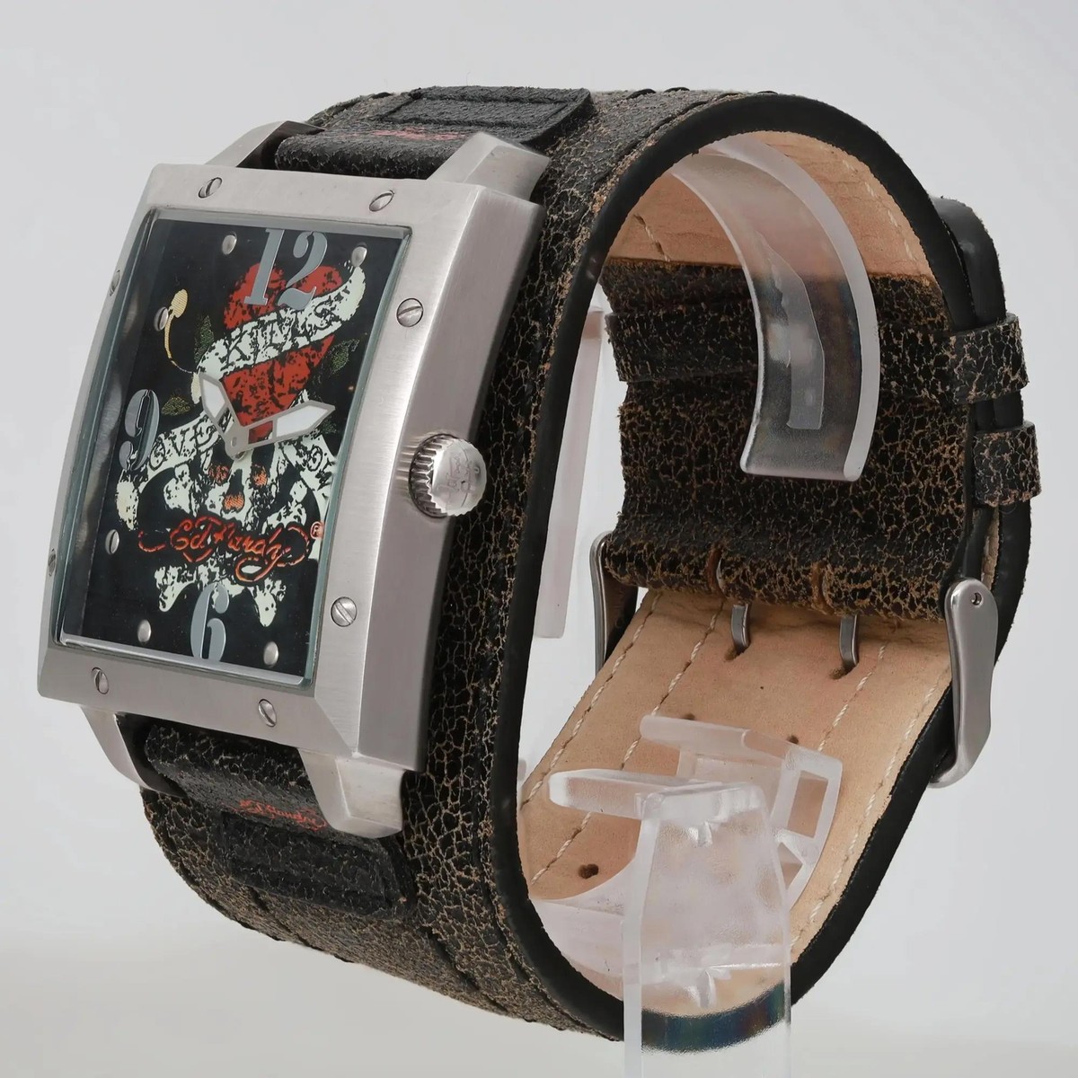 Ed Hardy 45mm Tattoo Warrior Love Kills Slowly Steel Mens