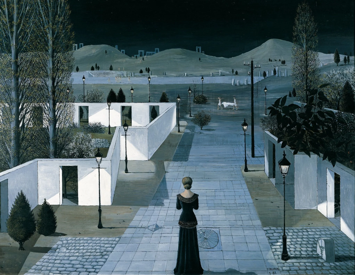 Paul Delvaux : Landscape with Lanterns : 13 x 19 Archival