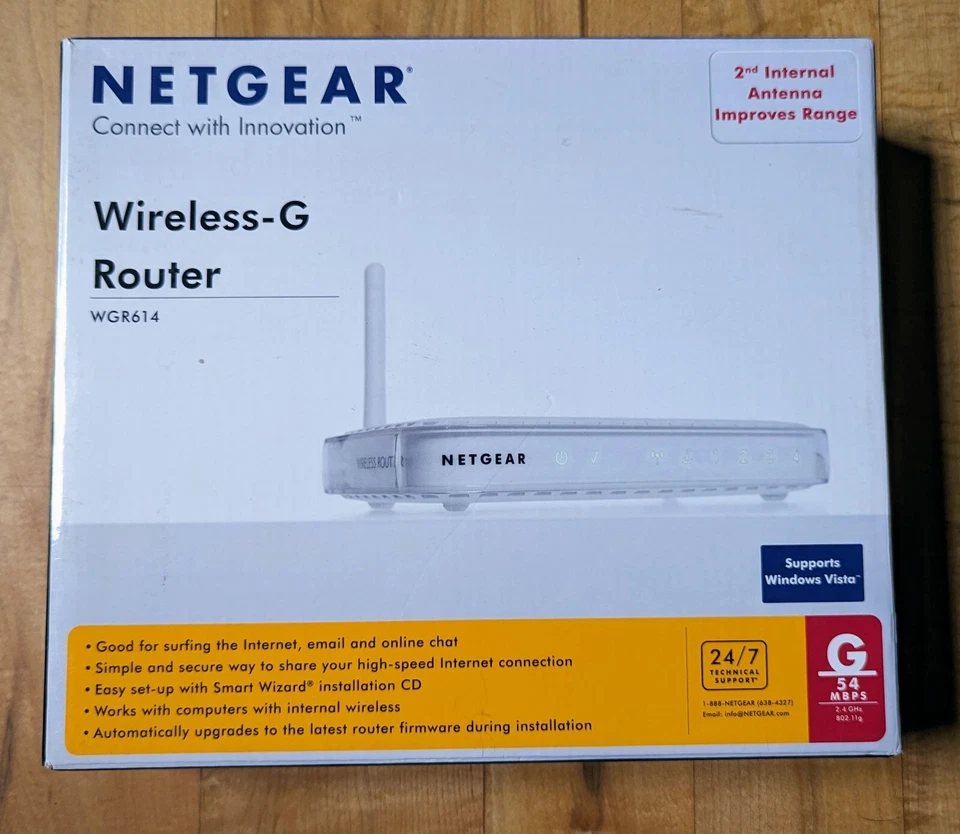 NETGEAR WGR614 54 Mbps 4-Port 10/100 Wireless G Router WGR614NA Free Shipping  - Image 2 of 4