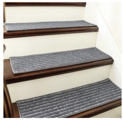 Cosy Homeer Edging Stair Tread Rugs Non-Slip Carpet Mat 28" x 9" Dark Grey 4 Pk