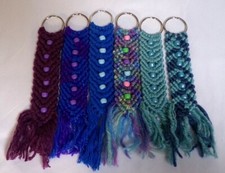 HANDMADE BEADED MACRAME KEY CHAIN ACCESSORY KEY RING PICK YOUR COLOR NEW 