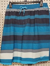 Mens NIKE Turquoise Striped Swim Trunks NEW Size Large Repel Shorts