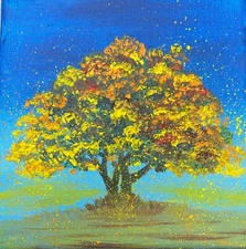 Landscape Painting of Autumn Seasons | Vibrant Oil Board Art | Tranquil Nature